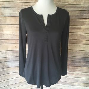 WHBM Charcoal V Neck Long Sleeve Tee